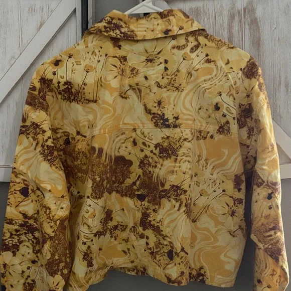 Wild Fable Yellow and Brown Patterned Bomber Jacket small ptp 22 - Picture 5 of 5